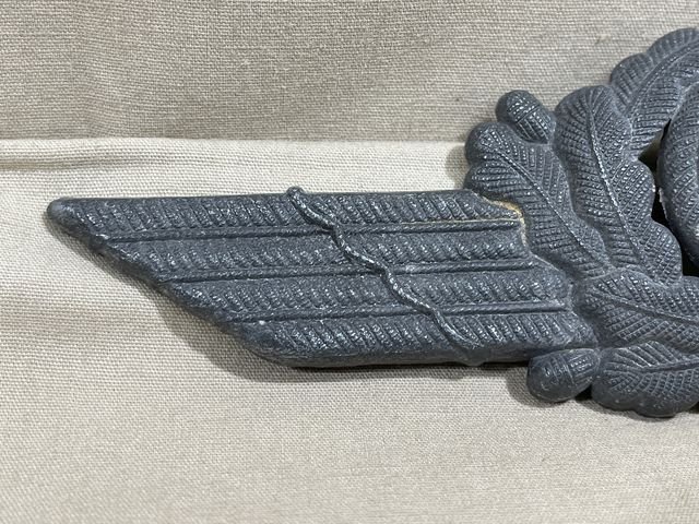 Original WWII German Luftwaffe Visor Hat Crest Cockade, ZINC — image 3