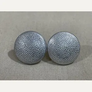 Original WWII German Pair of 16mm Pebbled Button, Silver