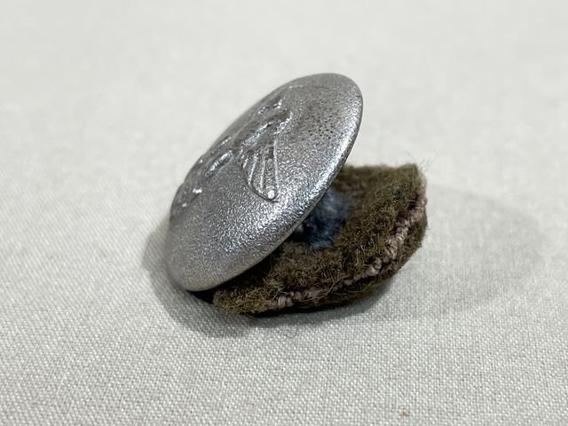 Original Nazi Era German NSDAP SILVER Tunic Button on Cloth, 21mm — image 2