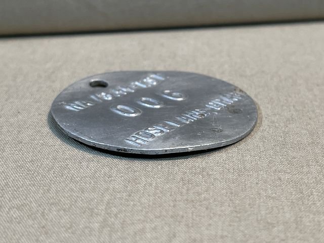 Original WWII Era German SS-Totenkopf Garment Tag, Gray Long Trousers — image 3