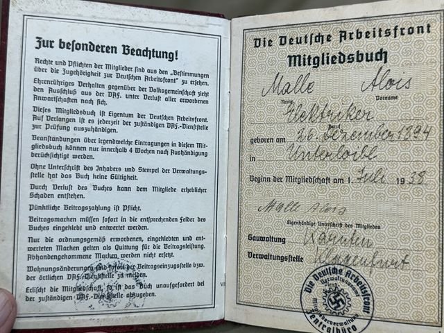 Original Nazi Era German ID Book / Documents Grouping — image 16