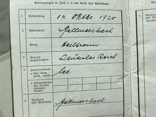 Original Nazi Era German ID Book / Documents Grouping — image 8