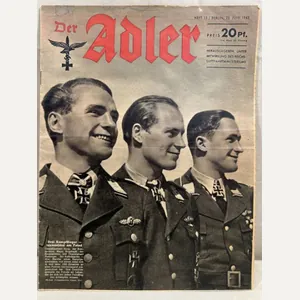 Original WWII German Luftwaffe Magazine Der Adler, June 1943