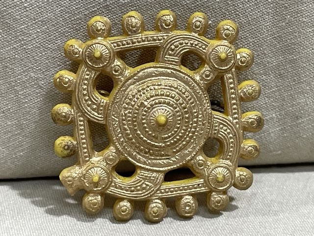 Original Nazi Era German Plastic Tinnie, SANDERUMGARD/FUNEN BRONZE FIBEL