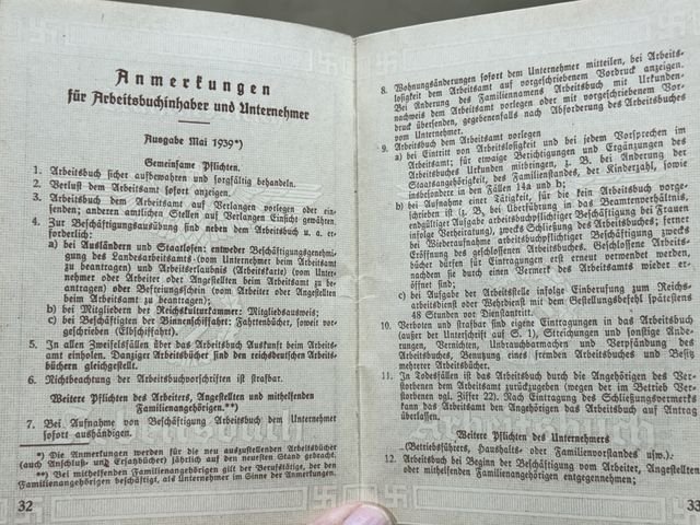 Original Nazi Era German Arbeitsbuch, 2nd Type — image 6