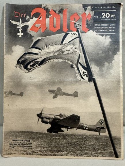 Original WWII German Luftwaffe Magazine Der Adler, June 1941