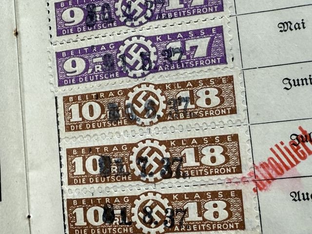 Original Nazi Era German DAF Membership ID/Dues Book — image 12