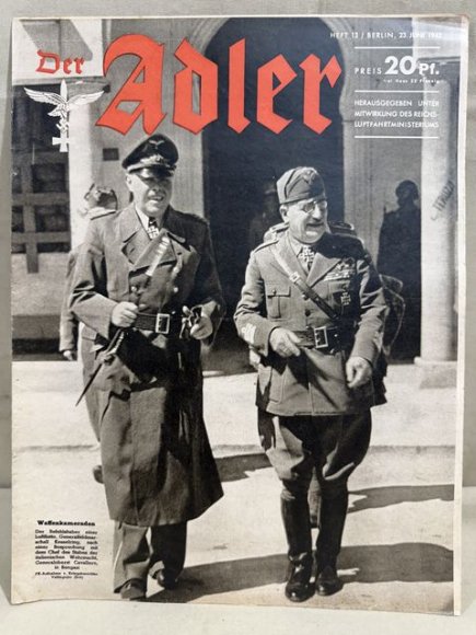 Original WWII German Luftwaffe Magazine Der Adler, June 1942