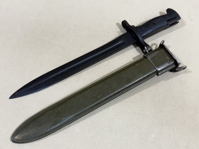Original WWII US M1 Garand Bayonet and Scabbard, UFH Cut-Down 1943