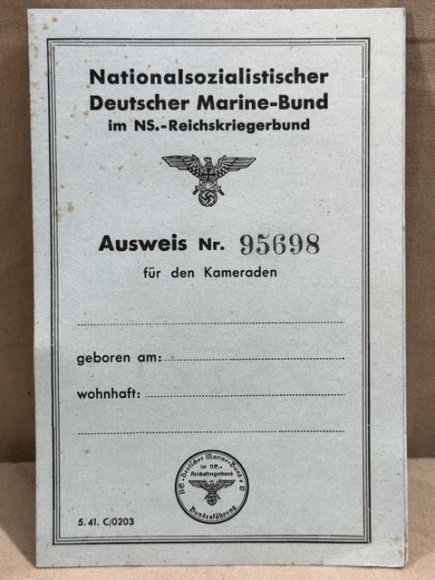 Original Nazi Era German NSDMB Membership/Dues Card, UNUSED