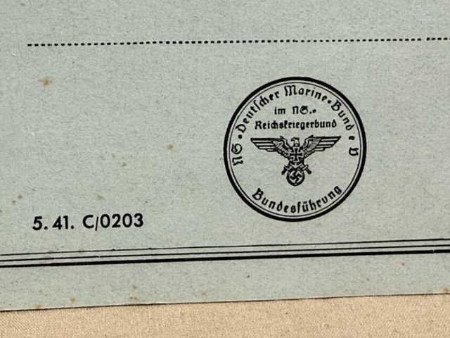 Original Nazi Era German NSDMB Membership/Dues Card, UNUSED — image 3