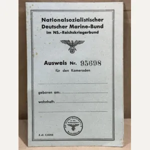 Original Nazi Era German NSDMB Membership/Dues Card, UNUSED