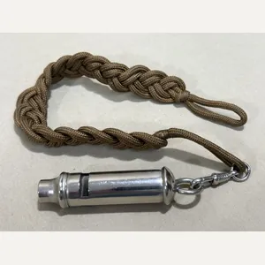 Original Nazi Era German Metal Whistle with Brown Lanyard