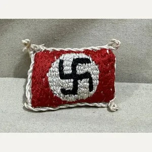 Original Nazi Era German Tiny Hand Made Swastika Flag Pillow