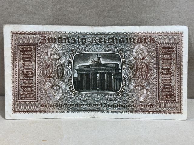 Original Nazi Era German 20 Reichsmark Note — image 4