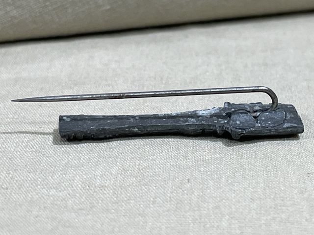 Original Nazi Era German Metal Weapons Stick Pin, STICK GRENADE — image 2