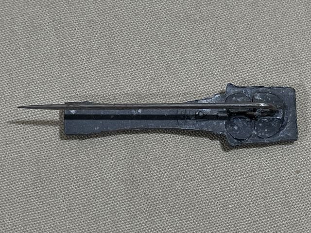 Original Nazi Era German Metal Weapons Stick Pin, STICK GRENADE — image 3