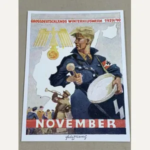 Original WWII German Winter Help Work 1939/40 Card, Grossdeutschlands Winterhilfswerk