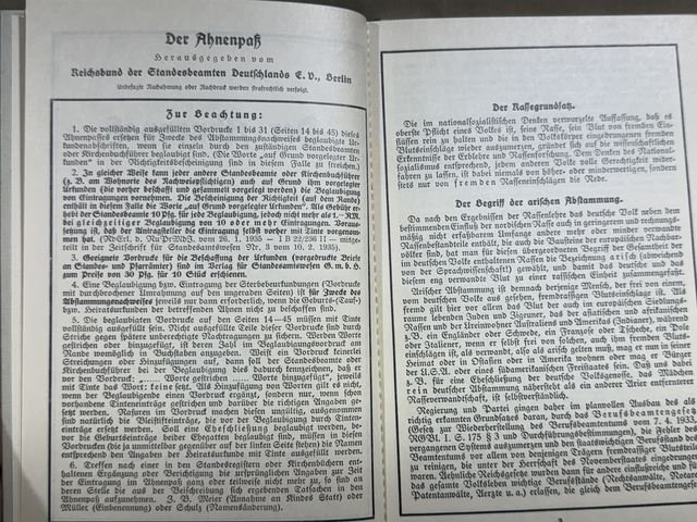 Original Nazi Era German Der Ahnenpaß (Family Tree) Book — image 3