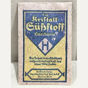 Original WWII Era German Blue & Yellow Packet of Saccharin