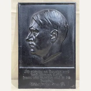Original Nazi Era German Heavy Metal HITLER Plaque