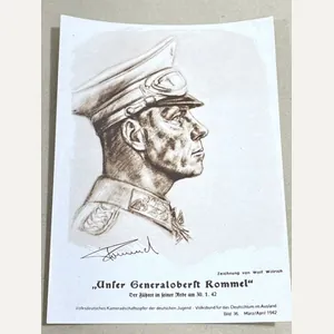 Original WWII German Personality Card, Our Generaloberst Rommel