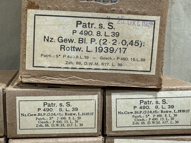 Original WWII German 8mm Mauser Ammo Boxes & Sleeve (Slight Damage) — image 3