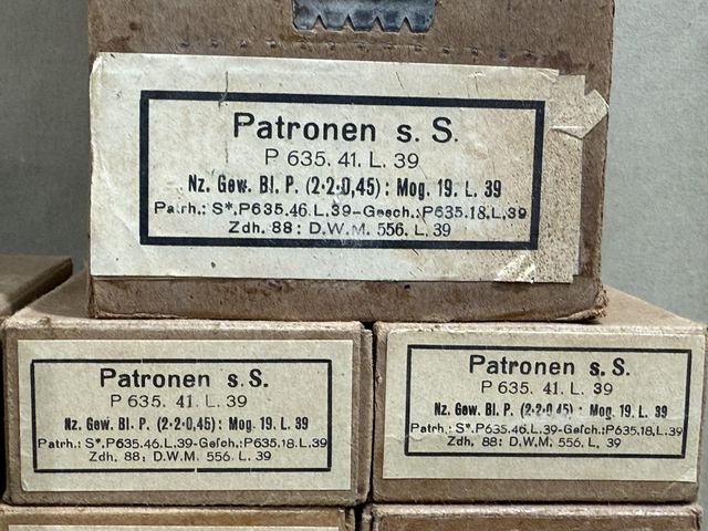 Original WWII German 8mm Mauser Ammo Boxes & Sleeve (Damaged) — image 3
