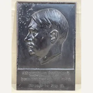 Original Nazi Era German Heavy Metal HITLER Plaque