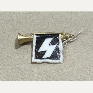 Original Nazi Era German WHW Donation Hitler Youth Trumpet w/Banner