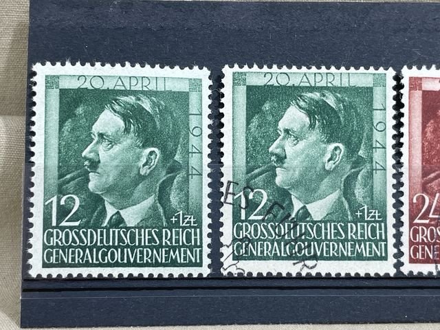 Original Nazi Era German Postage Stamp Set, Hitler Head — image 2