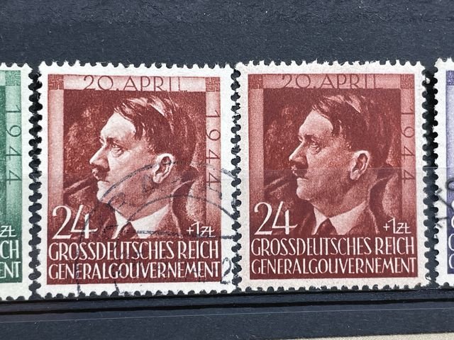 Original Nazi Era German Postage Stamp Set, Hitler Head — image 3
