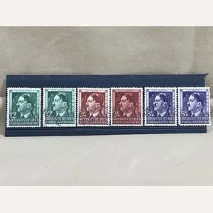 Original Nazi Era German Postage Stamp Set, Hitler Head