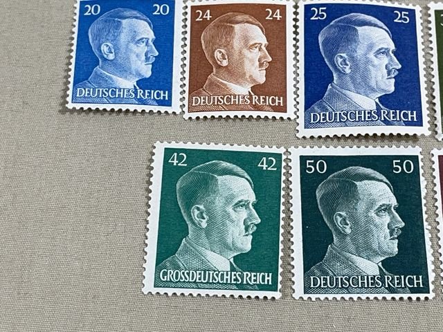 Original Nazi Era German Postage Stamp Set, Hitler Head — image 4