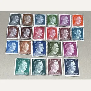 Original Nazi Era German Postage Stamp Set, Hitler Head