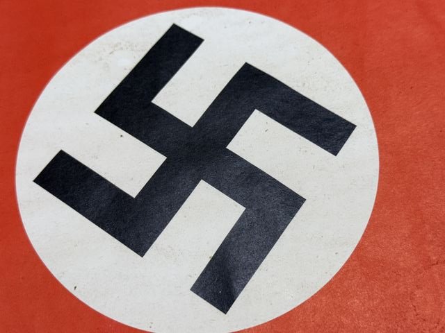 Original Nazi Era German Paper Party Rally Flag, UNUSED! — image 2