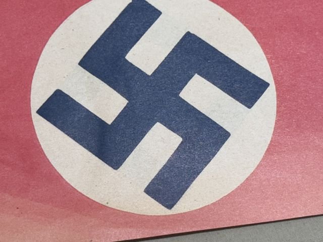 Original Nazi Era German Paper Party Rally Flag, UNUSED! — image 2