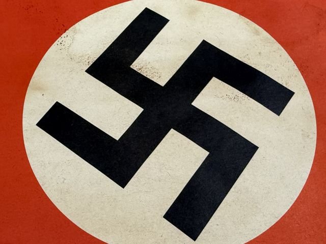 Original Nazi Era German Paper NSDAP Party Rally Flag, UNUSED! — image 2