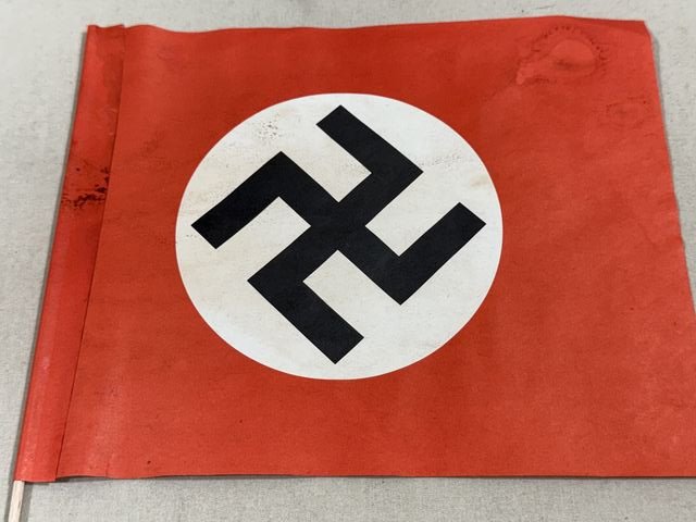 Original Nazi Era German Paper NSDAP Party Rally Flag, UNUSED! — image 4