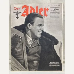 Original WWII German Luftwaffe Magazine Der Adler, April 1943