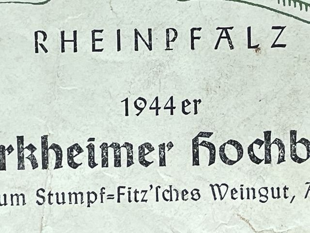 Original WWII German Wine Bottle Label, Dürkheimer Kochbenn 1944 — image 3