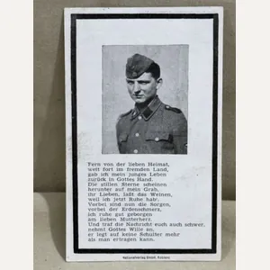 Original WWII German Remembrance Card, Waffen-SS Soldier