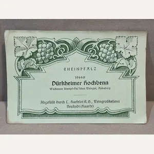 Original WWII German Wine Bottle Label, D³rkheimer Kochbenn 1944
