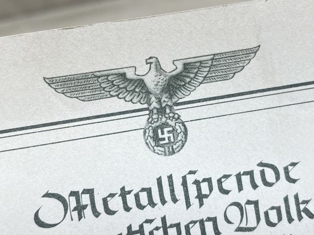 Original WWII German Metal Donation Document for 1940 — image 2