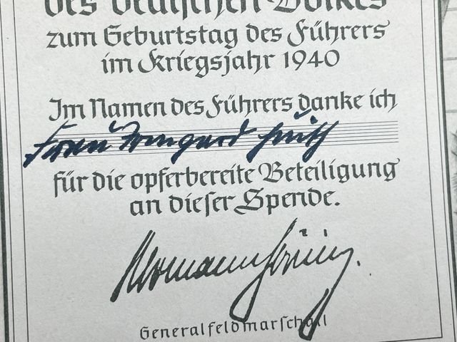 Original WWII German Metal Donation Document for 1940 — image 3