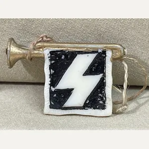 Original Nazi Era German WHW Donation Hitler Youth Trumpet w/Banner