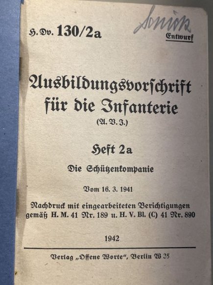 Original WWII German Army Manual H.Dv. 130/2a, Ausbildungsvorschrift f³r die Infanterie — image 4