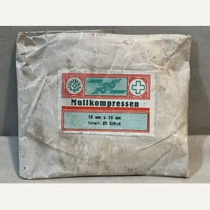 Original WWII German Medical Kit Packet of Gauze Compresses, Mullkompressen