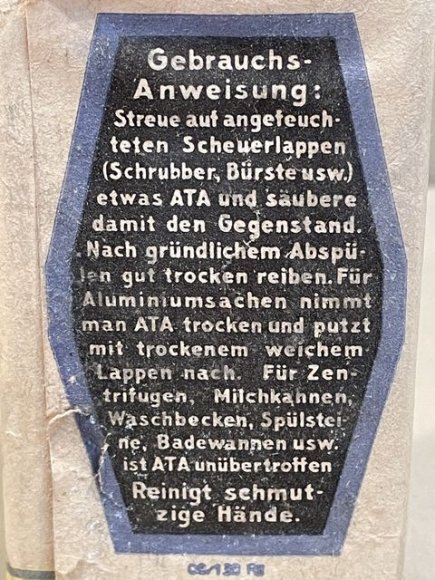 Original WWII Era German ATA Brand Dish Washing Powder, PUTZ UND SCHEUERPULVER — image 10
