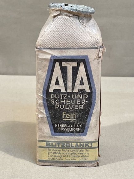 Original WWII Era German ATA Brand Dish Washing Powder, PUTZ UND SCHEUERPULVER — image 4